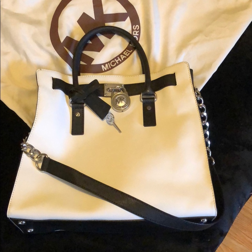 Michael Kors Hamilton Saffiano B&W handbag NWOT